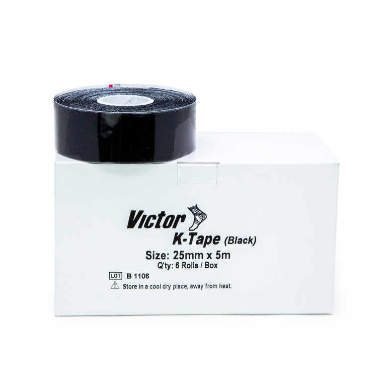 VICTOR K-TAPE BLACK 25mm x 5m BOX OF 6