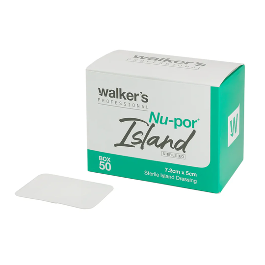 WALKERS NU-POR STERILE ISLAND DRESSINGS - 7.5CM X 5CM BOX OF 50